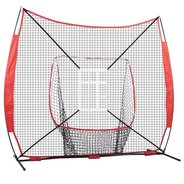 7x7 ft baseball- ja softball-harjoitusverkko, kannettava, jousikehyksellä, kantolaukku, iskualue, pallo.