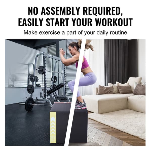 3 i 1 Plyometrisk Jump Box, 30/24/20 tommer, Anti-Slip Fitness Step Up Kasse til hjemmetræning og konditionsstyrketræning, Sort