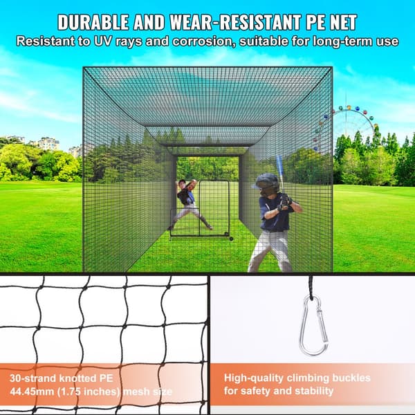 Baseball Slagnät, Professionellt Softball Träningsnät, Bärbart Pitching Cage Nät med dörr & väska, 35FT (BARA NÄT)