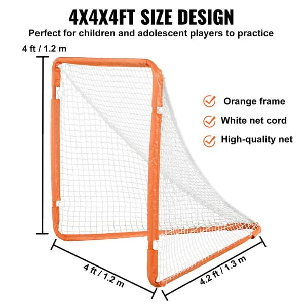 Lacrosse-maali 4' x 4', kokoontaitettava netti, rautarunko, helppo asentaa, täydellinen nuorille harjoitteluun.