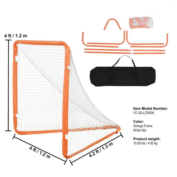 Lacrosse-maali 4' x 4', kokoontaitettava netti, rautarunko, helppo asentaa, täydellinen nuorille harjoitteluun.