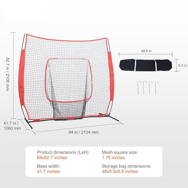 7x7 ft baseball- ja softball-harjoitusverkko, kannettava lyöntiharjoitteluvarusteet kantolaukulla.