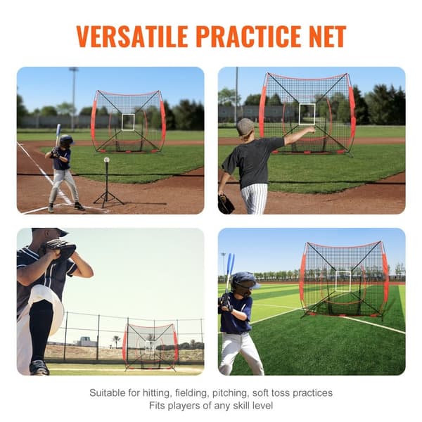 7x7 ft Baseball Softball träningsnät, portabelt för slag, fångst och pitchning. Backstop utrustning med strike zone (endast nät).