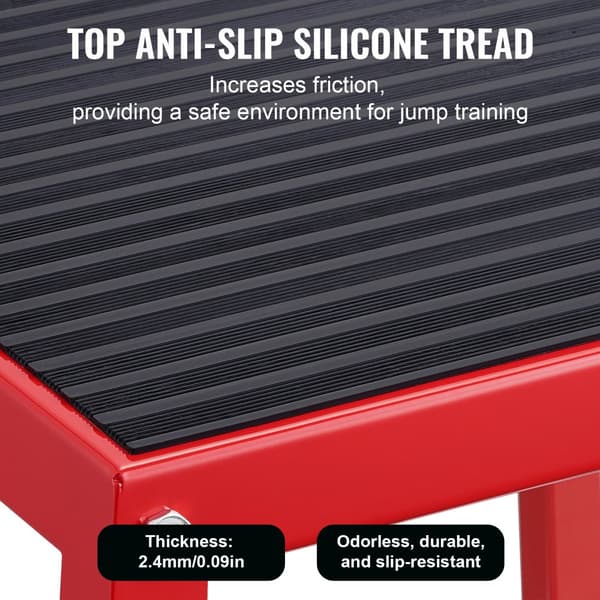 Plyometrisk Jump Box, 30 cm Plyo Box, Stål Planteform til Træning, Skridsikker Fitness Step Up Box til Hjemmetræning og Konditionsstyrketræning, Rød