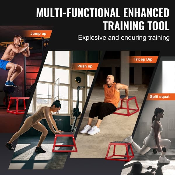 Plyometrisk Jump Box, 30 cm Plyo Box, Stål Planteform til Træning, Skridsikker Fitness Step Up Box til Hjemmetræning og Konditionsstyrketræning, Rød
