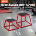 Miniatyrbillede 2 af 9: Plyometrisk Jump Box, 30 cm Plyo Box, Stål Planteform til Træning, Skridsikker Fitness Step Up Box til Hjemmetræning og Konditionsstyrketræning, Rød