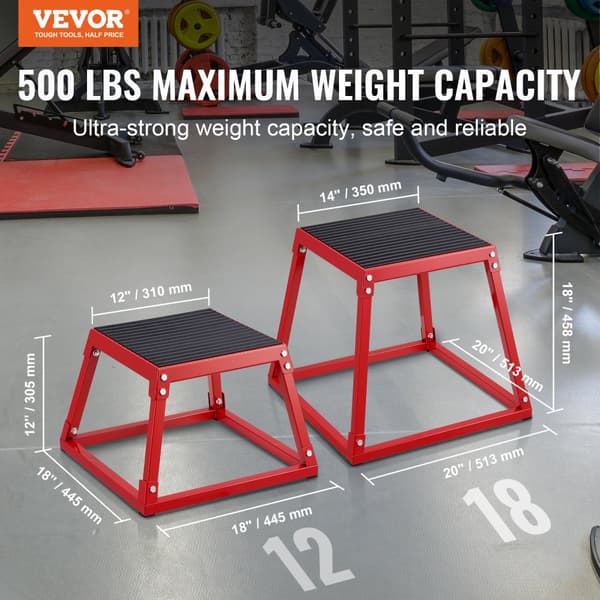 Plyometrisk Jump Box, 30 cm Plyo Box, Stål Planteform til Træning, Skridsikker Fitness Step Up Box til Hjemmetræning og Konditionsstyrketræning, Rød