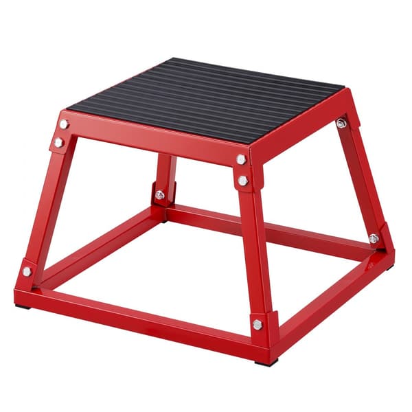 Plyometrisk Jump Box, 30 cm Plyo Box, Stål Planteform til Træning, Skridsikker Fitness Step Up Box til Hjemmetræning og Konditionsstyrketræning, Rød