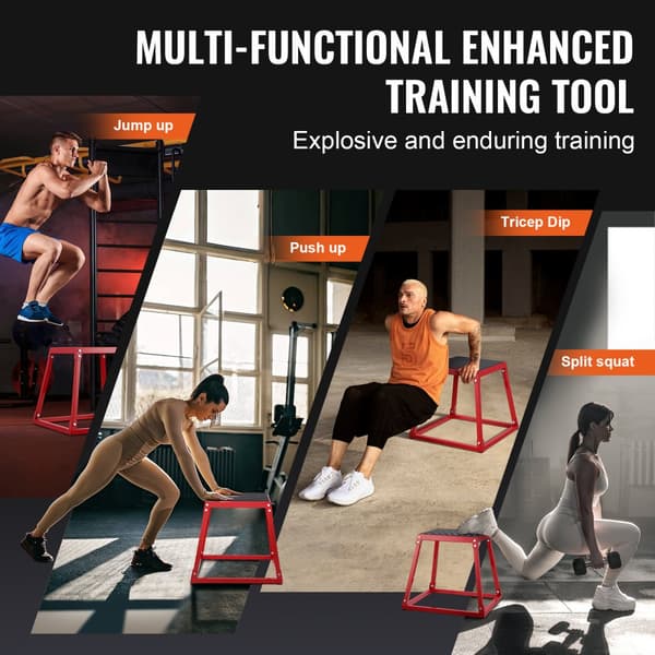 Plyometriske Jump Boxe, 12/18/24 tommer, Anti-Skride Fitness Stige, perfekt til hjemmetræning og agility-træning.