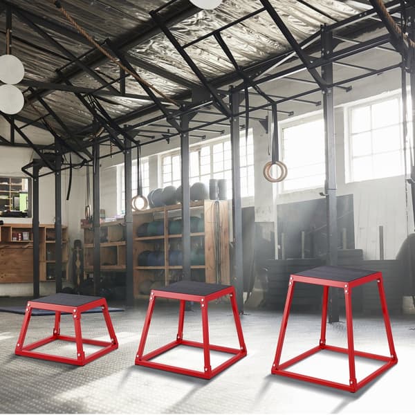 Plyometriske Jump Boxe, 12/18/24 tommer, Anti-Skride Fitness Stige, perfekt til hjemmetræning og agility-træning.