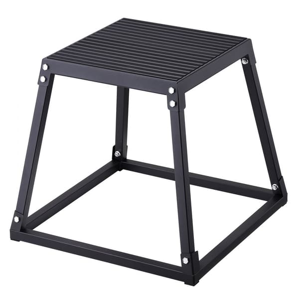 Plyometrisk Jump Box, 18 Tommer Plyo Box i Robust Stål til Hjemmetræning, Anti-Skrid Fitness Step Up Kasse, Sort Farb.