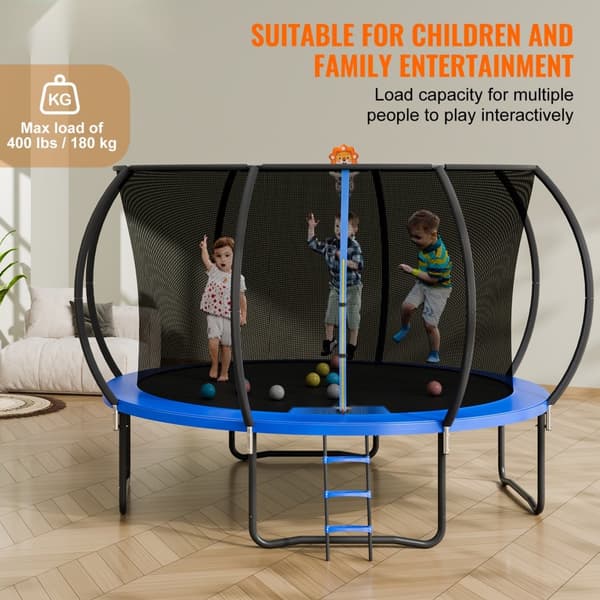 12FT utomhusstudsmatta för barn med skyddsnät - säker och rolig aktivitet för hela familjen!