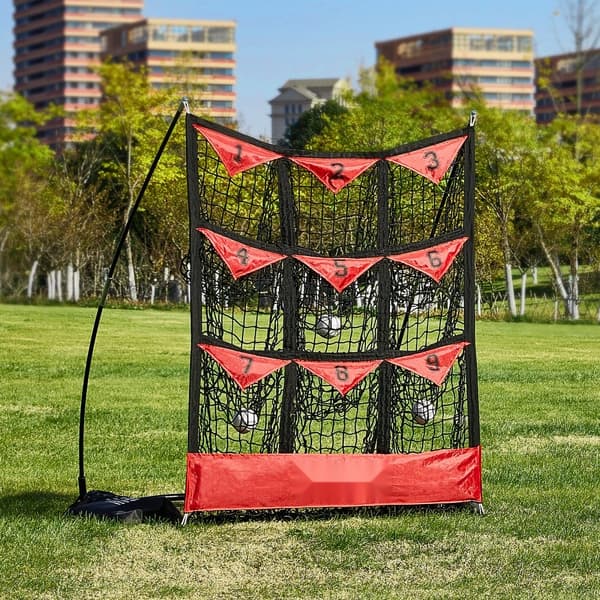 9-hullers baseballnet, 49"x42" til softballtræning, bærbar med bæretaske og hurtig opsætning. Perfekt til unge voksne!