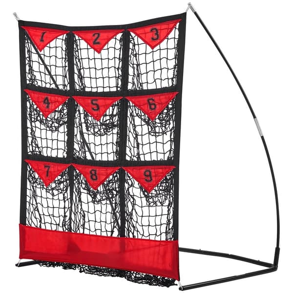 9-hullers baseballnet, 49"x42" til softballtræning, bærbar med bæretaske og hurtig opsætning. Perfekt til unge voksne!