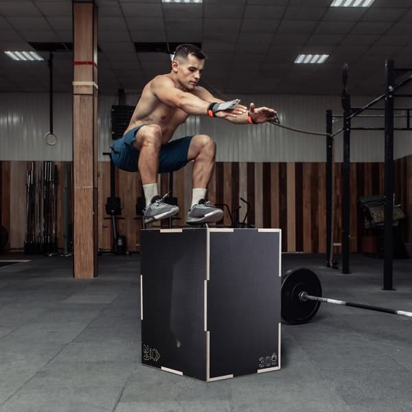 3 i 1 Plyometrisk Hopplåda, 30/24/20 tum, Plattform & Agility Box, Rutschkfritt Steg för Hemmagym & Styrketräning, svart