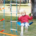 Miniatyrbild 8 av 9: 2x56 fot Ninja Warrior hinderbana för barn utomhus med 12 hinder och slackline.
