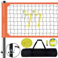 Miniatyrbild 1 av 9: Bärbart volleybollnätsystem med justerbar höjd, aluminiumstolpar, PVC-volleyboll, pump och bärväska för utomhusbruk.