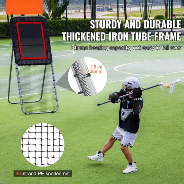 Fällbar Lacrosse-rebounder för bakgård, 3x8 ft volleybollnät, justerbar vinkel för baseball- och softballträning.
