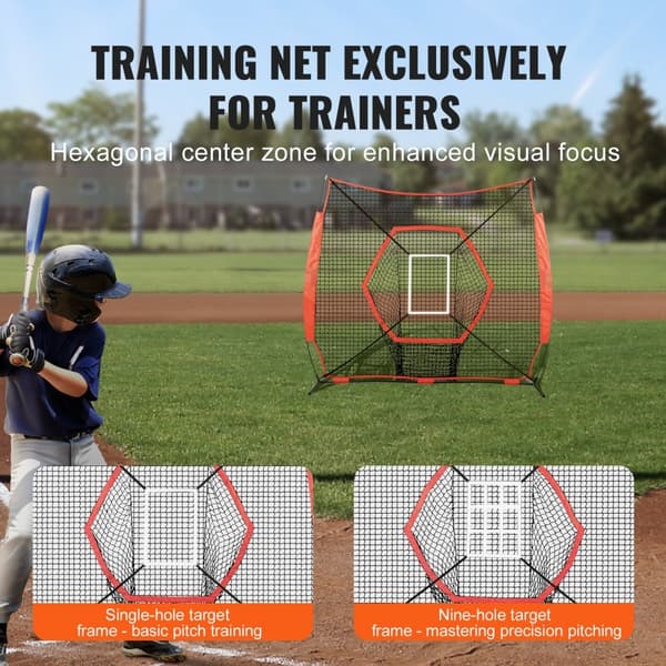 7x7 ft Baseball Softball Träningsnät, Portabelt för Slag, Fångst och Pitching, Utrustning med bärväska och Strike Zone.