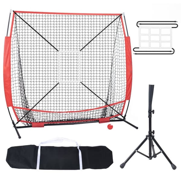 5x5 ft baseball og softball træningsnet, bærbart til batting, catching og pitching, inkl. backstop udstyr, bæretaske, strike zone