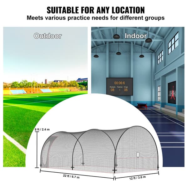 Pesäpallon ja softballin lyöntihäkki, kannettava harjoitusverkko kantolaukulla, 22 FT takapihalle.