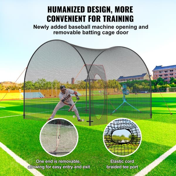 Baseball og Softball batting cage med net og ramme, bærbar til træning. Heavy Duty lukket cage til baghaven, 12FT.