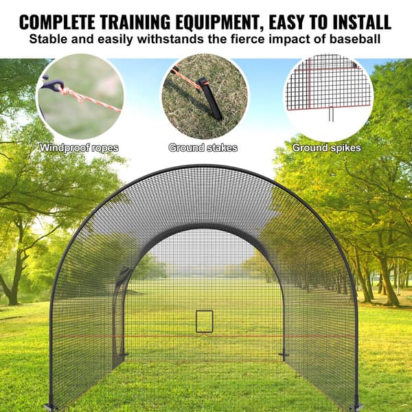 Baseball og Softball batting cage med net og ramme, bærbar til træning. Heavy Duty lukket cage til baghaven, 12FT.