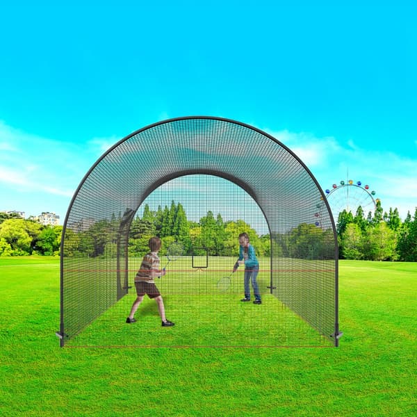 Baseball og Softball batting cage med net og ramme, bærbar til træning. Heavy Duty lukket cage til baghaven, 12FT.
