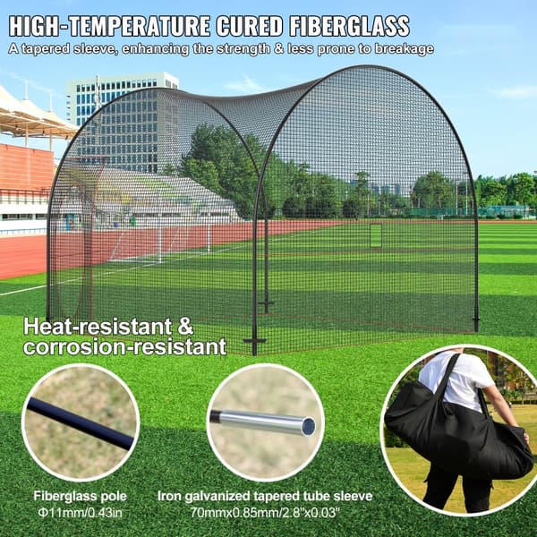 Baseball og Softball batting cage med net og ramme, bærbar til træning. Heavy Duty lukket cage til baghaven, 12FT.