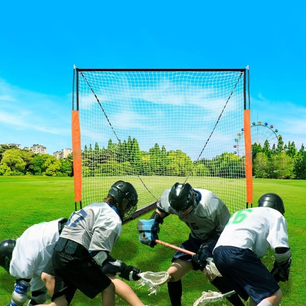 Lacrosse-mål 6' x 6', bærbart med taske, glasfiberstænger, nem opsætning. Ideelt til ungdomstræning i haven.