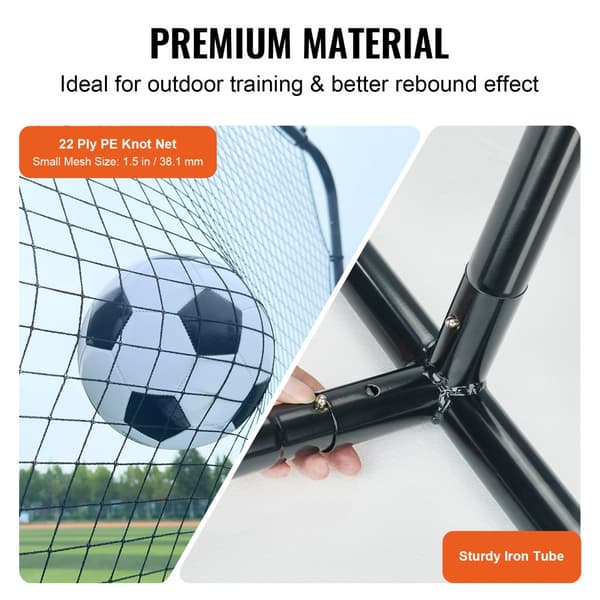 Fotboll Rebounder Nät, 12x6FT Järn Träningsutrustning, Sport Present med bärväska, Perfekt för bakgård och soloträning.