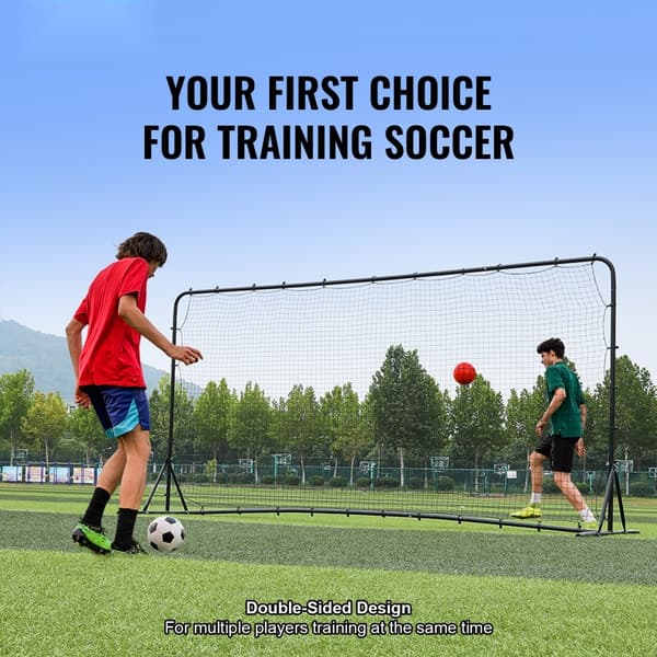 Fotboll Rebounder Nät, 12x6FT Järn Träningsutrustning, Sport Present med bärväska, Perfekt för bakgård och soloträning.