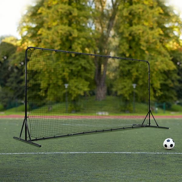 Fotboll Rebounder Nät, 12x6FT Järn Träningsutrustning, Sport Present med bärväska, Perfekt för bakgård och soloträning.