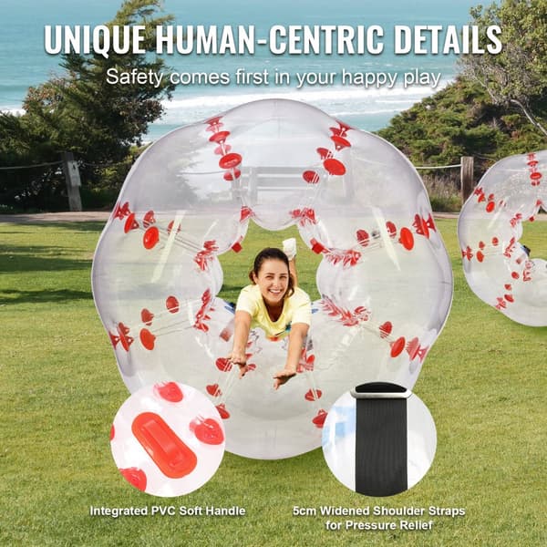 Oppustelige Bumper Baller 1-Pack, 5FT/1,5M Sumo Zorb Bolde til Teenagere og Voksne, 0,8 mm PVC Hamster Bubbles til udendørs sjov og spil.
