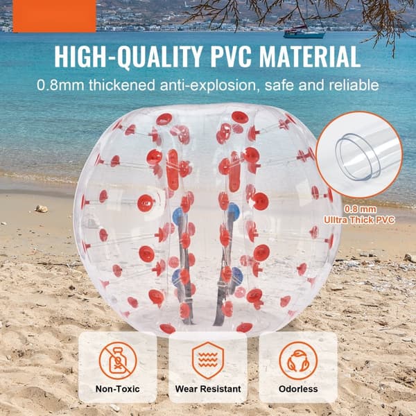 Oppustelige Bumper Baller 1-Pack, 5FT/1,5M Sumo Zorb Bolde til Teenagere og Voksne, 0,8 mm PVC Hamster Bubbles til udendørs sjov og spil.