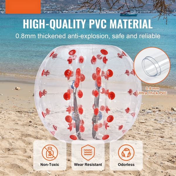 Oppustelige bumperbolde 1-pakke, 4FT/1,2M body sumo zorb-bolde til teenagere og voksne. 0,8 mm PVC hamsterbolde til udendørs spil og sjov.
