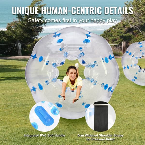 Uppblåsbar Bumper Ball 1-pack, 5FT/1,5 M Sumo Zorb-bollar för tonåringar/vuxna, 0,8 mm PVC-bubblebollar för utomhuslagspel.