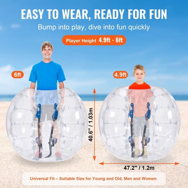 Oppustelige bumperbold 1-pak, 4FT/1,2M Sumo Zorb-bolde til teenagere og voksne. 0,8 mm PVC hamsterbolde til udendørs lege og holdspil.