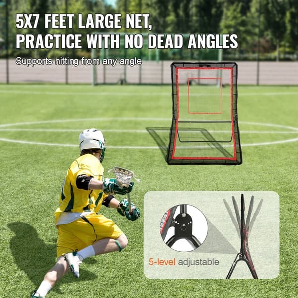 Lacrosse rebounder til baghaven, 5x7 ft volleyball bounce-back net, justerbar træningsvæg til baseball og softball.