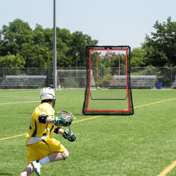 Lacrosse rebounder til baghaven, 5x7 ft volleyball bounce-back net, justerbar træningsvæg til baseball og softball.