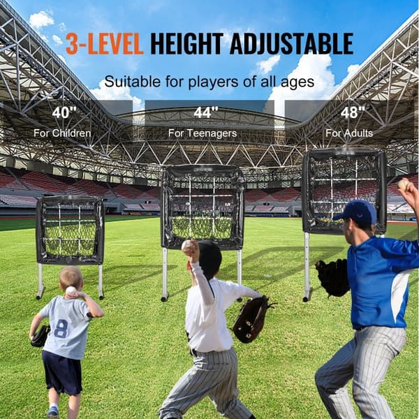 9-hullers baseballnet, 28"x27" til softball og baseball. Justerbar træner med strejkezone og 4 pløkker, perfekt til unge voksne.