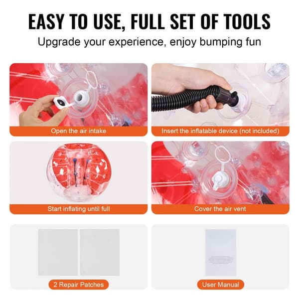 Oppustelige Bumper Bolde 1-Pack, 5FT/1,5M Sumo Zorb til Teenagere/Voksne, 0,8 mm PVC Human Hamster Bobler til udendørs sjov og leg.