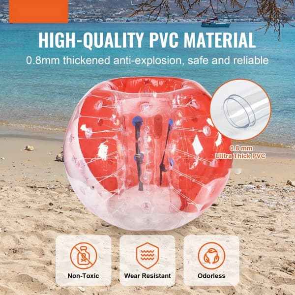Oppustelige Bumper Bolde 1-Pack, 5FT/1,5M Sumo Zorb til Teenagere/Voksne, 0,8 mm PVC Human Hamster Bobler til udendørs sjov og leg.