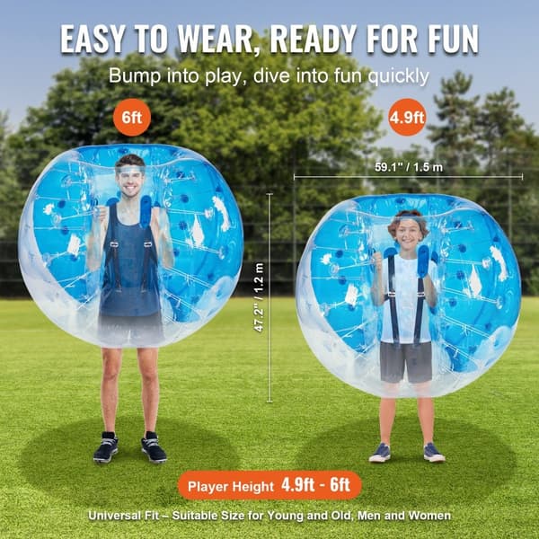 Oppustelige Bumper Bold 1-Pack, 5FT/1,5M Sumo Zorb Bolde til Teenagere og Voksne. PVC Bobler til udendørs spil i haven eller parken.