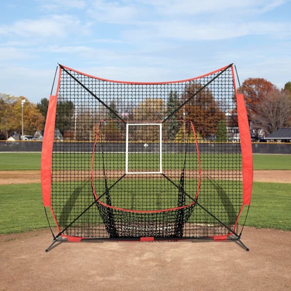 7x7 ft baseball softball träningsnät, portabel för slag, fångst, pitching, backstopp med bärväska, strike zone och 12 bollar.