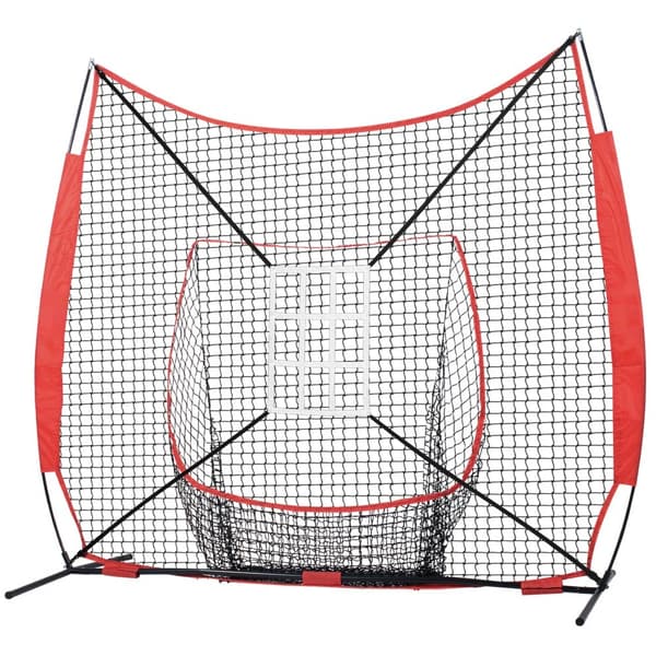 7x7 ft baseball softball träningsnät, portabel för slag, fångst, pitching, backstopp med bärväska, strike zone och 12 bollar.