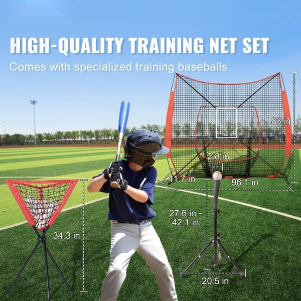 7x7 ft baseball softball träningsnät, portabel för slag, fångst, pitching, backstopp med bärväska, strike zone och 12 bollar.