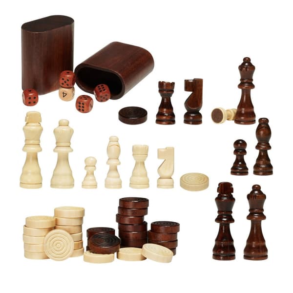 3-1 Shakkitammi Backgammon-pöytäsetti, 18" premium-puinen shakkipöytä, deluxe pelipaketti perheelle.