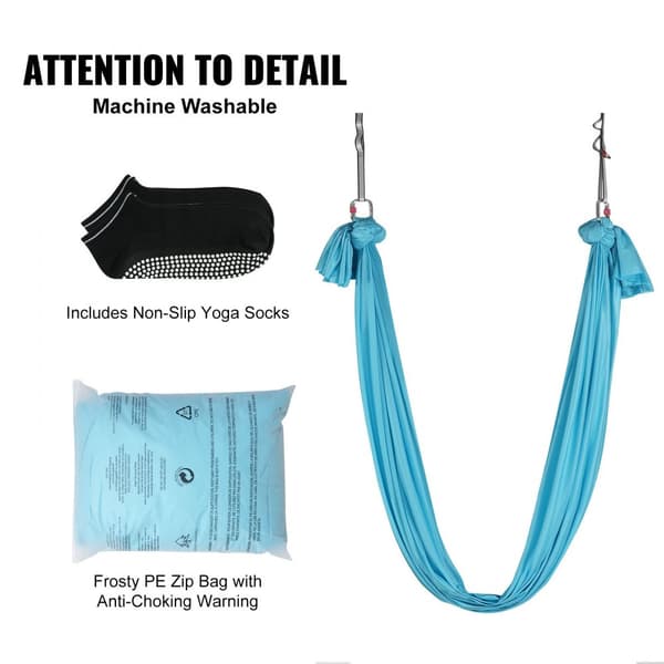 Aerial Yoga -riippumatto 5,5 jaardia, 100 gsm nailonkangas, helppo asennus, antigravitaatio kaikille tasoille, sininen.