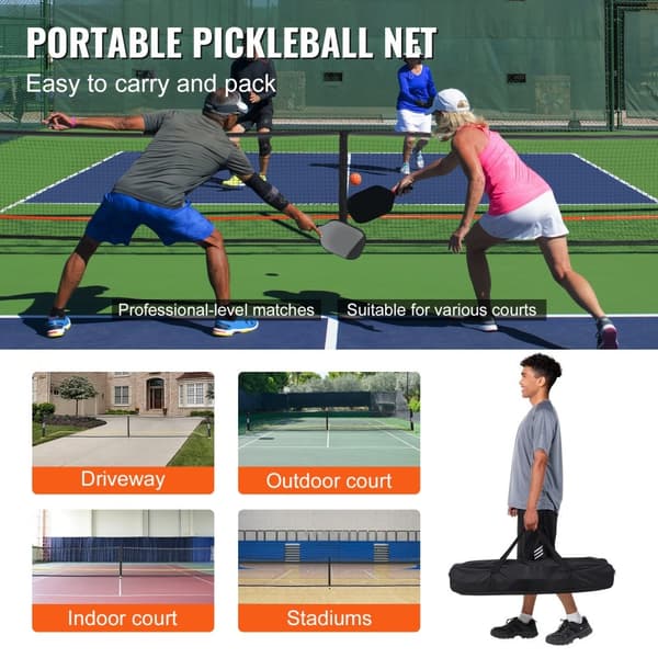 Pickleball-netsæt, 22FT, bærbart system med taske, bolde og padler. Vejrbestandig metalramme og holdbart PE-net til havebrug.